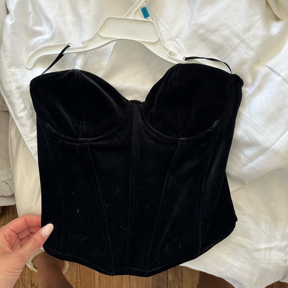 Zara Black Velvet Corset, strapless